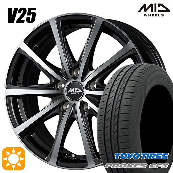 【取付対象】80ノア/ヴォクシー 195/65R15 91H トーヨー プロクセス CF3 MID ユーロスピード V25 ブラックポリッシュ 15インチ 6.0J 5H114.3 +52 サマータイヤホイールセット