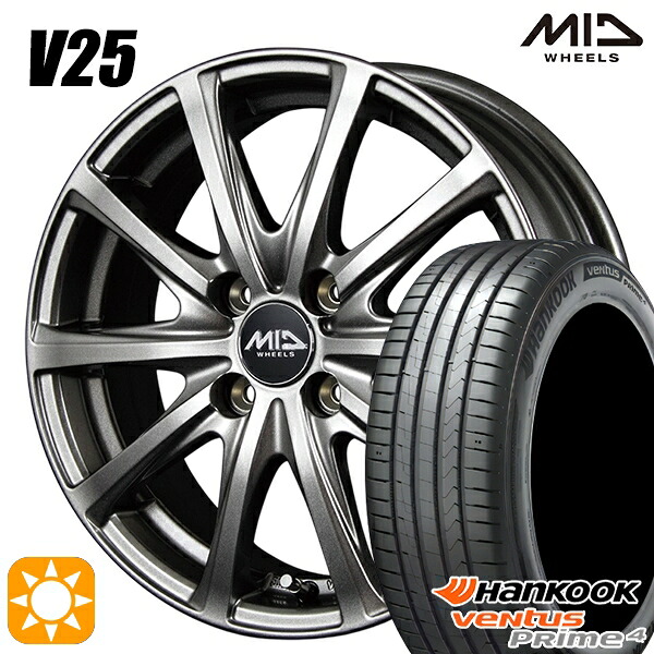 【取付対象】185/55R16 83H ハンコック veNtus PRime4 K135 MID ユーロスピード V25 メタリックグレー 16インチ 6.0J 4H100 サマータイヤホイールセット