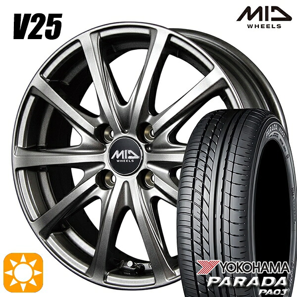 【取付対象】軽トラ 165/55R14C 95/93N ヨコハマ パラダ PA03 MID ユーロスピード V25 メタリックグレー 14インチ 4.5J 4H100 サマータイヤホイールセット ｜エムオートギャラリー