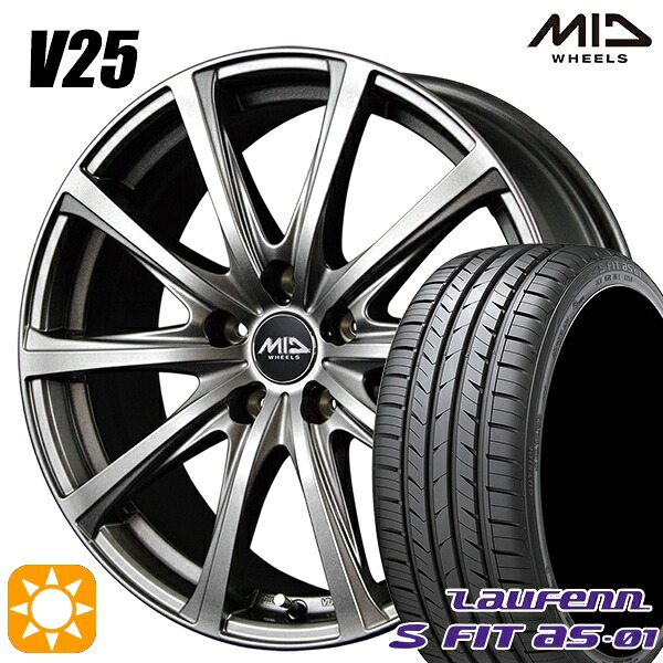 【取付対象】インプレッサXV フォレスター 225/55R17 97W ラウフェン S FIT aS-01 LH02 MID ユーロスピード V25 メタリックグレー 17インチ 7.0J 5H100 サマータイヤホイールセット |エムオートギャラリー