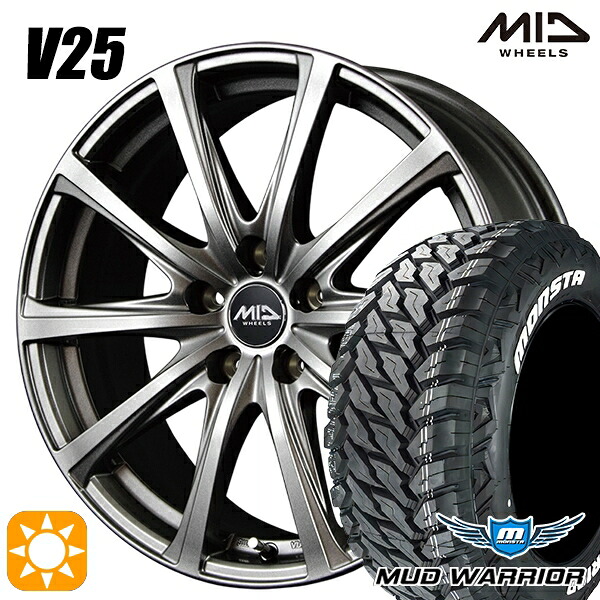 【取付対象】235/70R16 104/101Q LT RWL モンスタ マッドウォーリアー MID ユーロスピード V25 メタリックグレー 16インチ 6.5J 5H114.3 サマータイヤホイールセット ｜エムオートギャラリー