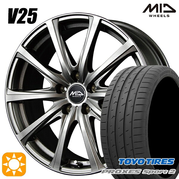 【取付対象】アクセラ アテンザ 215/45R18 93Y XL トーヨー プロクセススポーツ2 MID ユーロスピード V25 メタリックグレー 18インチ 7.5J 5H114.3 サマータイヤホイールセット