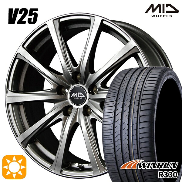 【取付対象】レクサスNX 235/55R18 104V XL ウィンラン R330 MID ユーロスピード V25 メタリックグレー 18インチ 7.5J 5H114.3 サマータイヤホイールセット