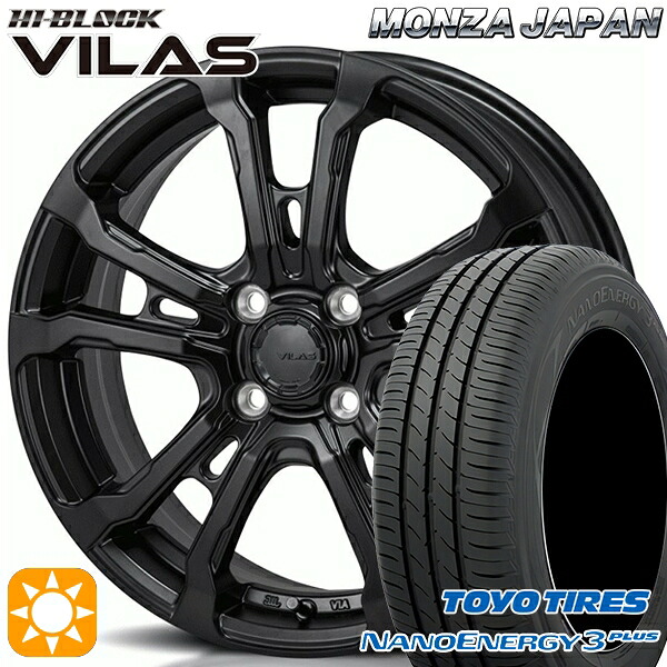 【取付対象】205/60R16 92H トーヨー ナノエナジー3プラス モンツァ ハイブロック ヴィラス サテンブラック 16インチ 6.0J 4H100 サマータイヤホイールセット