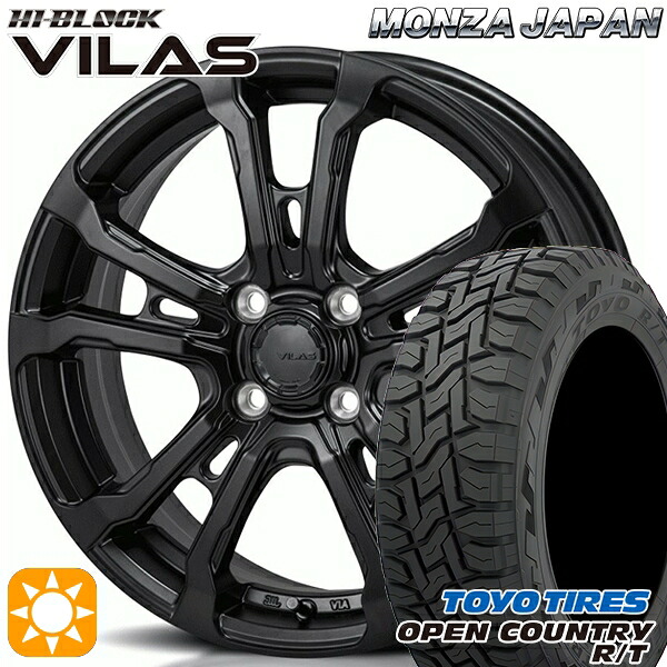 【取付対象】アクア クロスビー 175/60R16 82Q トーヨー オープンカントリー R/T モンツァ ハイブロック ヴィラス サテンブラック 16インチ 6.0J 4H100 サマータイヤホイールセット