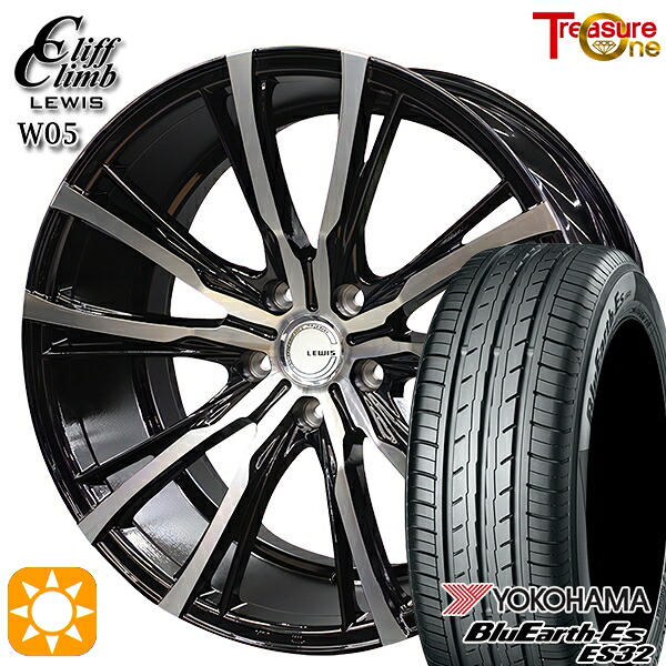【取付対象】245/40R19 94W ヨコハマ ブルーアース ES32 トレジャーワン クリフクライム ルイス W05 ブラックポリッシュ 19インチ 7.5J 5H114.3 サマータイヤホイールセット