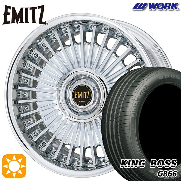 【取付対象】225/45R19 92W キングボス G866 WORK イミッツ クロームメッキ 19インチ 7.5J 5H114.3 サマータイヤホイールセット