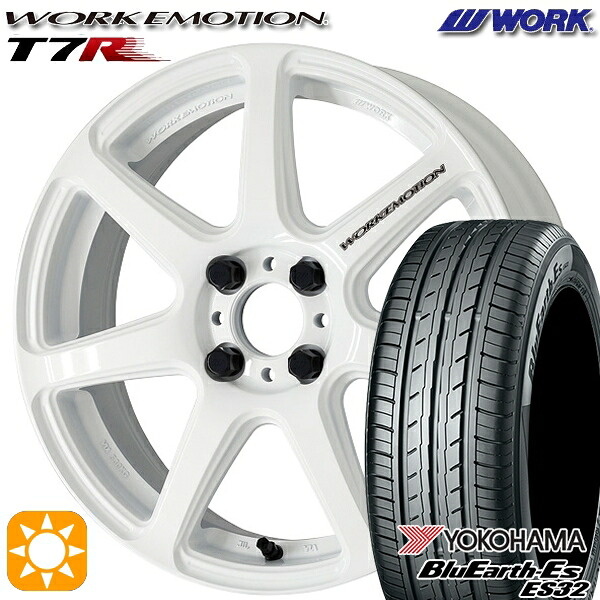【取付対象】195/50R16 84V ヨコハマ ブルーアース ES32 WORK エモーション T7R ホワイト 16インチ 6.5J 4H100 サマータイヤホイールセット