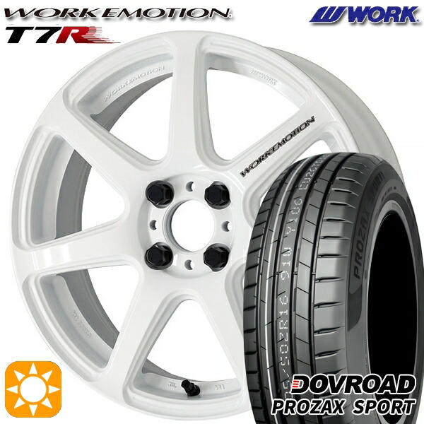 【取付対象】205/45R17 88W XL DOVROAD プロザックススポーツ WORK エモーション T7R ホワイト 17インチ 7.0J 4H100 サマータイヤホイールセット