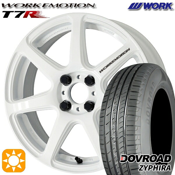 【取付対象】アクア デミオ ノート 195/55R16 87V DOVROAD ザイファイラ WORK エモーション T7R ホワイト 16インチ 6.5J 4H100 サマータイヤホイールセット |エムオートギャラリー