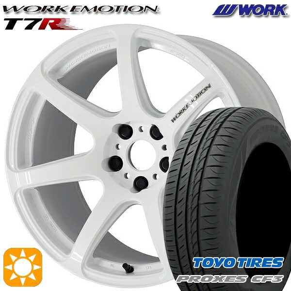【取付対象】アイシス ノア/ヴォクシー 215/45R17 91W XL トーヨー プロクセス CF3 WORK エモーション T7R ホワイト 17インチ 7.0J 5H114.3 サマータイヤホイールセット