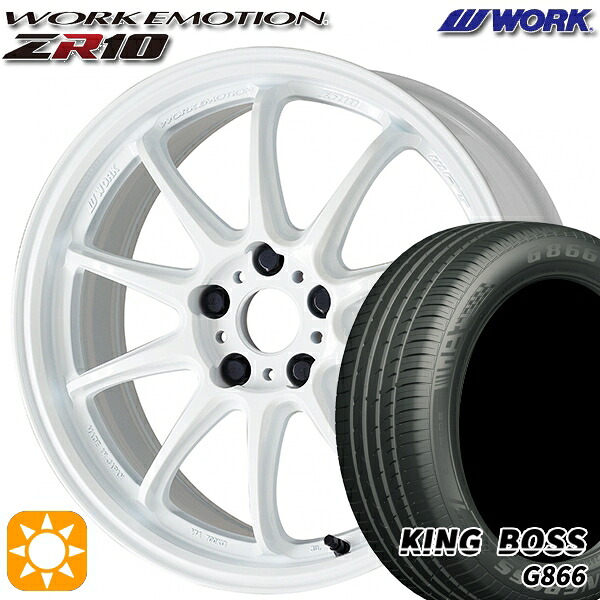 【取付対象】225/45R18 95W XL キングボス G866 WORK エモーション ZR10 アズールホワイト 18インチ 7.5J 5H114.3 サマータイヤホイールセット