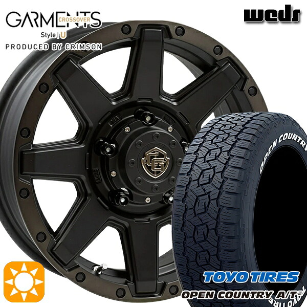 【取付対象】ジムニー 175/80R16 91S トーヨー オープンカントリーA/T3 ホワイトレター Weds ガーメンツ スタイルU マットブラッククリア 16インチ 5.5J 5H139.7 サマータイヤホイールセット