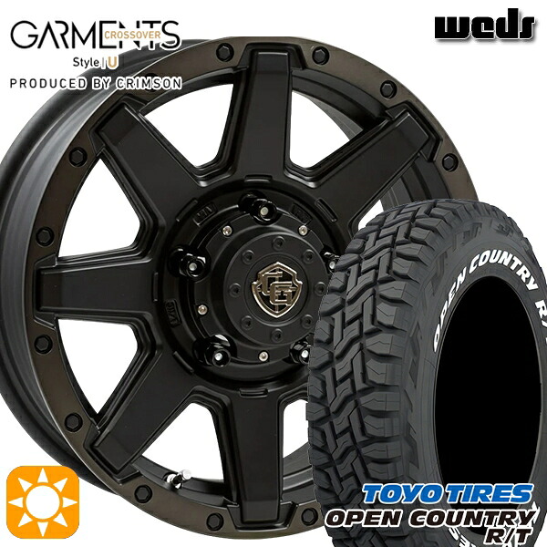 【取付対象】ジムニーシエラ 185/85R16 105/103N LT トーヨー オープンカントリー R/T ホワイトレター Weds ガーメンツ スタイルU マットブラッククリア 16インチ 6.0J 5H139.7 サマータイヤホイールセット