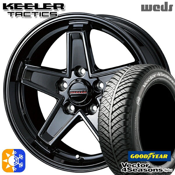 ヴェゼル オデッセイ 215/60R16 95H グッドイヤー ベクター フォーシーズンズ Weds ウェッズ キーラー タクティクス 16インチ 7.0J 5H114.3 グロスブラック オールシーズンタイヤホイールセット