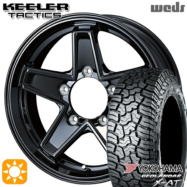 【取付対象】ジムニー LT215/70R16 100/97Q ヨコハマ ジオランダー X-AT G016 Weds キーラー タクティクス グロスブラック 16インチ 5.5J 5H139.7 サマータイヤホイールセット