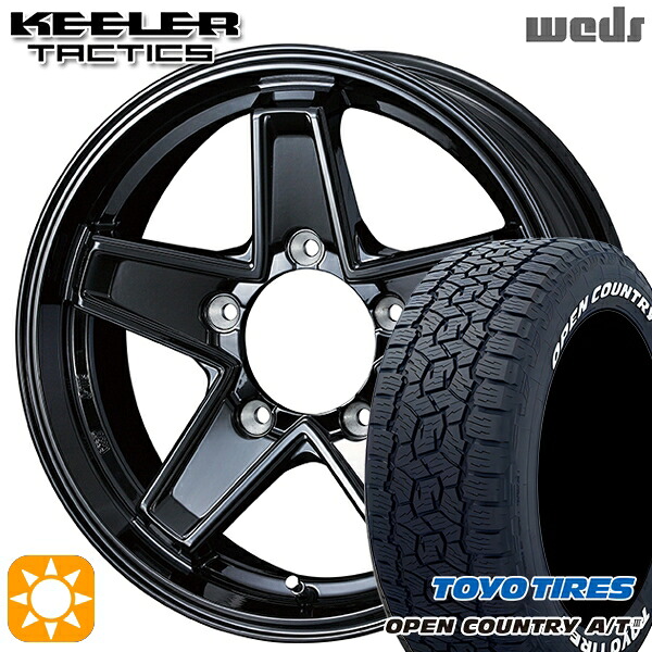 【取付対象】ジムニーシエラ 195/80R15 96S WL トーヨー オープンカントリーA/T3 ホワイトレター Weds キーラー タクティクス グロスブラック 15インチ 6.0J 5H139.7 サマータイヤホイールセット