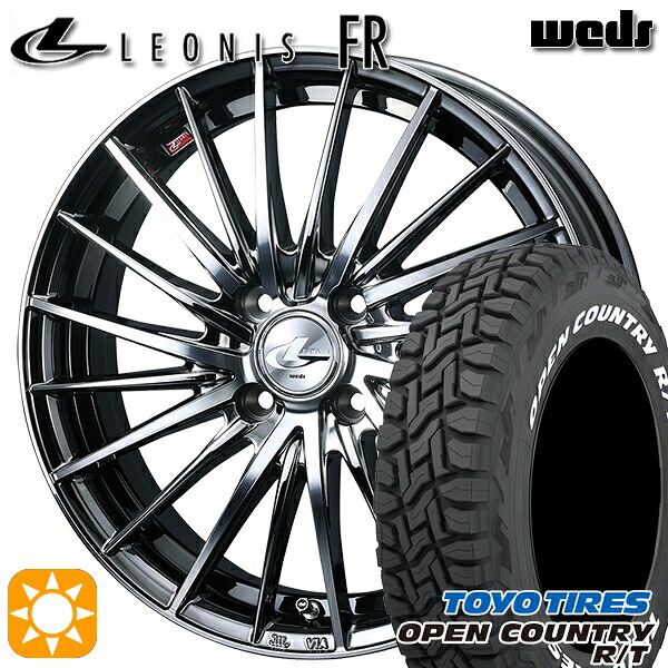 【取付対象】165/65R15 81Q トーヨー オープンカントリー R/T ホワイトレター Weds レオニス FR BMCMC (ブラックメタルコート ミラーカット) 15インチ 4.5J 4H100 サマータイヤホイールセット ｜エムオートギャラリー