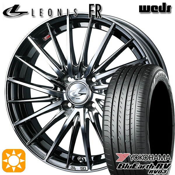 【取付対象】マツダ2 185/65R15 88H ヨコハマ ブルーアース RV03 Weds レオニス FR BMCMC (ブラックメタルコート ミラーカット) 15インチ 5.5J 4H100 +43サマータイヤホイールセット |エムオートギャラリー