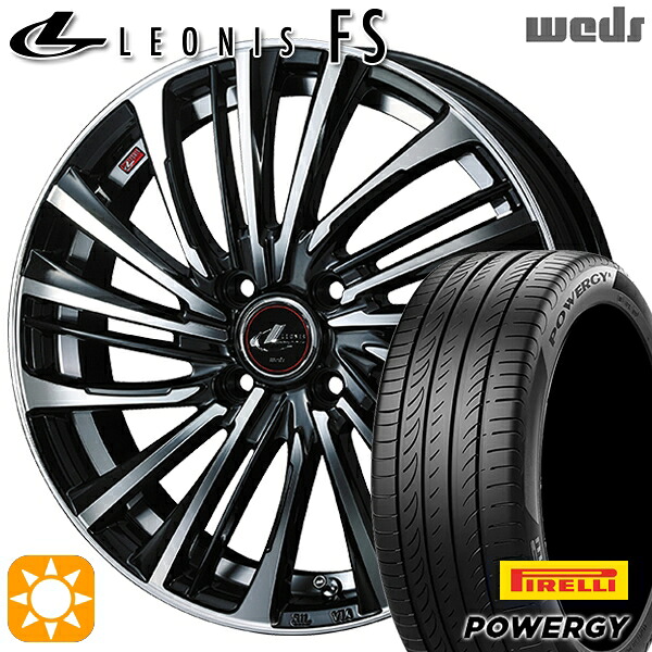 【取付対象】アクア ヤリス 185/60R15 84H ピレリ パワジー Weds レオニス FS PBMC (パールブラック/ミラーカット) 15インチ 5.5J 4H100 +43サマータイヤホイールセット |エムオートギャラリー