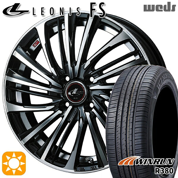 【取付対象】フィット アクア 175/70R14 84T ウィンラン R380 Weds レオニス FS PBMC (パールブラック/ミラーカット) 14インチ 5.5J 4H100 サマータイヤホイールセット
