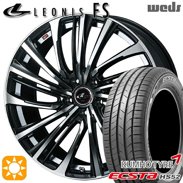 【取付対象】リーフ ノア 205/55R16 91V クムホ エクスタ HS52 Weds レオニス FS PBMC (パールブラック/ミラーカット) 16インチ 6.5J 5H114.3 サマータイヤホイールセット
