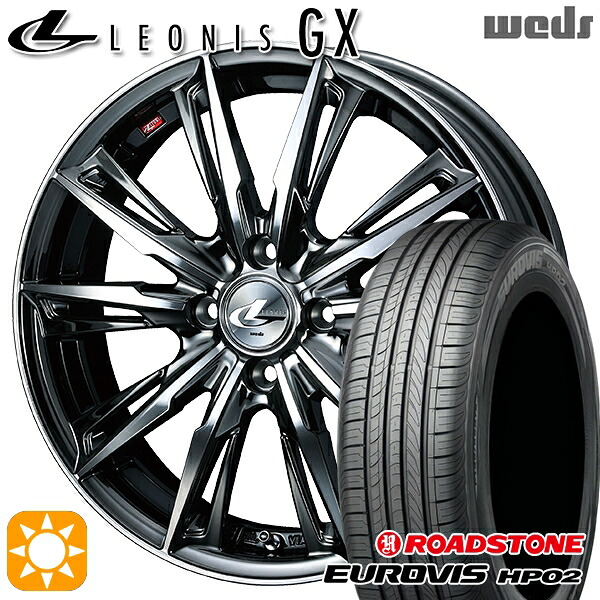 【取付対象】165/65R15 ネクセン ロードストーン ユーロビズ HP02 Weds レオニス GX BMCMC (ブラックメタルコート/ミラーカット) 15インチ 4.5J 4H100 サマータイヤホイールセット