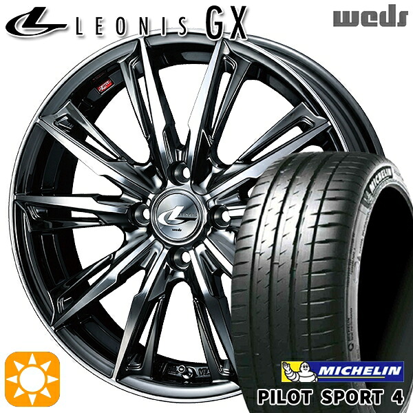 【取付対象】アクア ヤリス 195/45R17 81W ミシュラン パイロットスポーツ4 Weds レオニス GX BMCMC (ブラックメタルコート/ミラーカット) 17インチ 6.5J 4H100 サマータイヤホイールセット |エムオートギャラリー