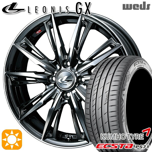 【取付対象】アクア ヤリス 205/40R17 84W XL クムホ エクスタ PS71 Weds レオニス GX BMCMC (ブラックメタルコート/ミラーカット) 17インチ 6.5J 4H100 サマータイヤホイールセット