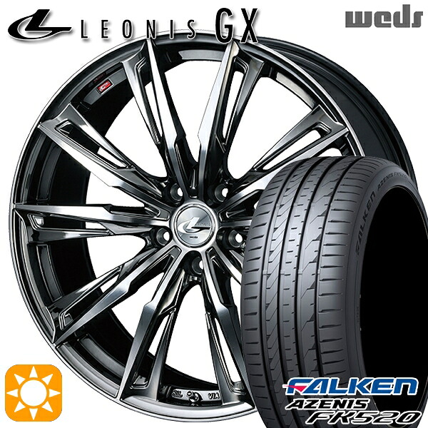 【取付対象】プリウス カローラツーリング 215/45R17 91Y XL ファルケン アゼニス FK520 Weds レオニス GX BMCMC (ブラックメタルコート/ミラーカット) 17インチ 7.0J 5H100 サマータイヤホイールセット ｜エムオートギャラリー