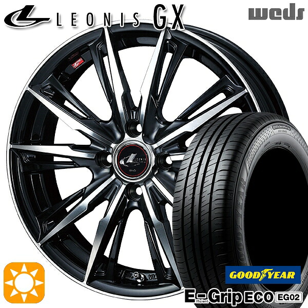 【取付対象】165/50R16 75V グッドイヤー エフィシェントグリップ EG02 Weds レオニス GX PBMC (パールブラック/ミラーカット) 16インチ 5.0J 4H100 サマータイヤホイールセット |エムオートギャラリー