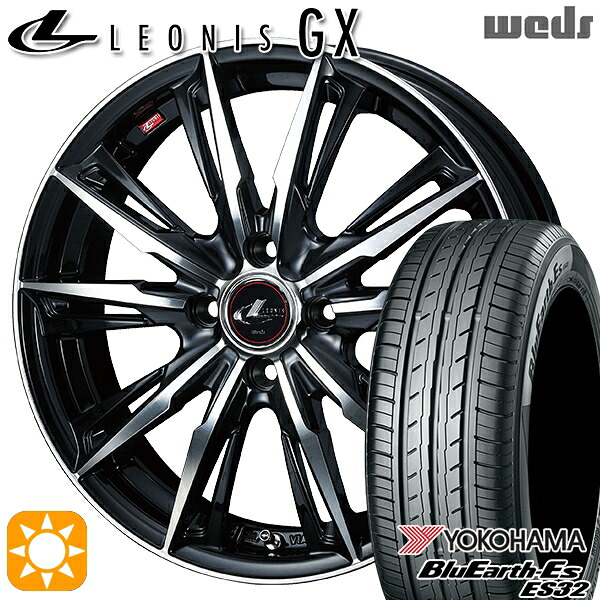 【取付対象】165/50R15 73V ヨコハマ ブルーアース ES32 Weds レオニス GX PBMC (パールブラック/ミラーカット) 15インチ 4.5J 4H100 サマータイヤホイールセット