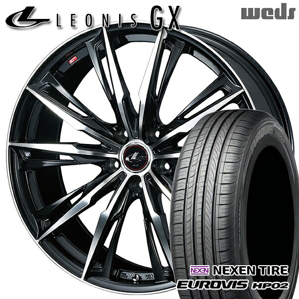 【取付対象】30/50プリウス 185/65R15 ネクセン ロードストーン ユーロビズ HP02 Weds レオニス GX PBMC (パールブラック/ミラーカット) 15インチ 6.0J 5H100 サマータイヤホイールセット