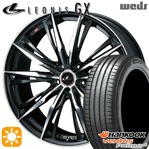 【取付対象】215/55R17 98W XL ハンコック veNtus PRime4 K135 Weds レオニス GX PBMC (パールブラック/ミラーカット) 17インチ 7.0J 5H114.3 サマータイヤホイールセット