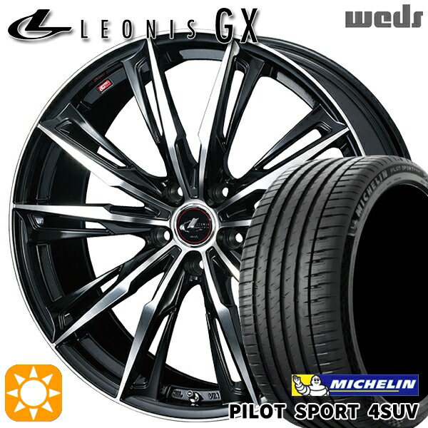 【取付対象】235/60R18 107W XL ミシュラン パイロットスポーツ4 SUV Weds レオニス GX PBMC (パールブラック/ミラーカット) 18インチ 7.0J 5H114.3 サマータイヤホイールセット