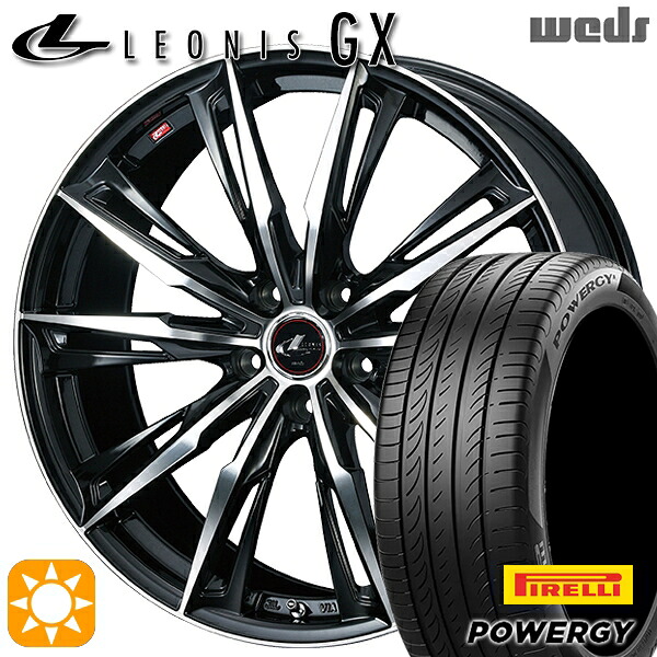【取付対象】リーフ ノア 205/55R16 91V ピレリ パワジー Weds レオニス GX PBMC (パールブラック/ミラーカット) 16インチ 6.5J 5H114.3 サマータイヤホイールセット