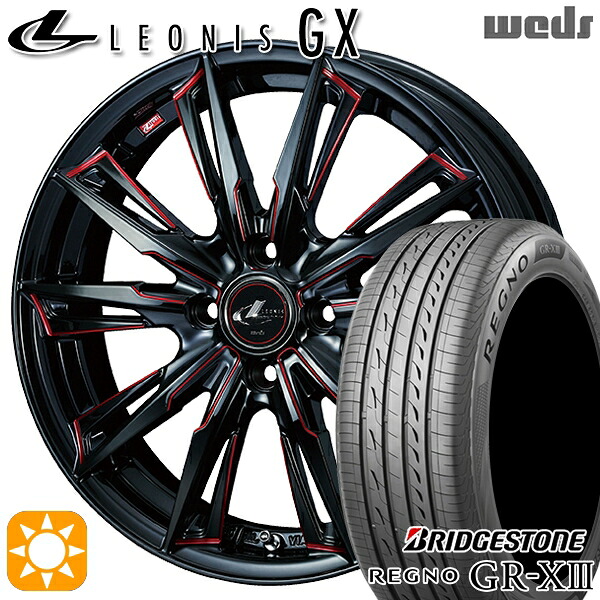 【取付対象】アクア ヤリス 195/50R16 84V ブリヂストン レグノ GR-X3 Weds レオニス GX BK/SC[RED] (ブラック/SCマシニング[レッド]) 16インチ 6.0J 4H100 サマータイヤホイールセット ｜エムオートギャラリー
