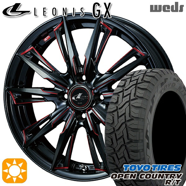 【取付対象】アクア クロスビー 175/60R16 82Q トーヨー オープンカントリー R/T Weds レオニス GX BK/SC[RED] (ブラック/SCマシニング[レッド]) 16インチ 6.0J 4H100 サマータイヤホイールセット