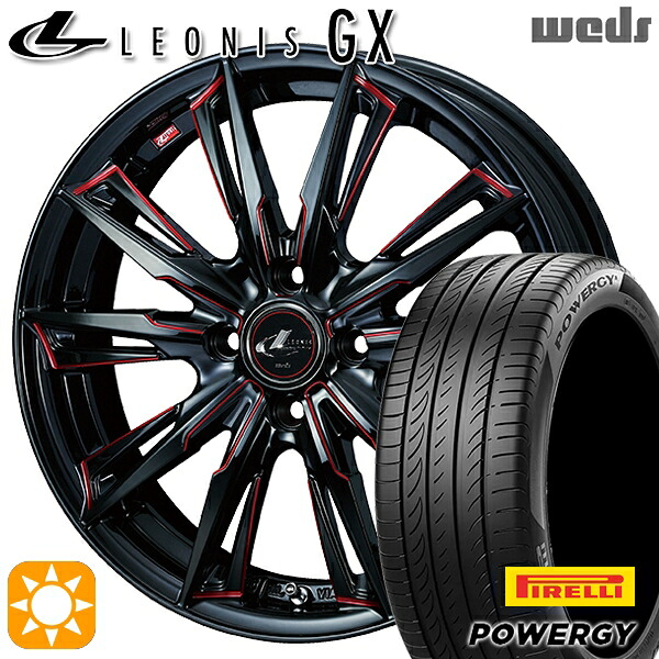 【取付対象】マツダ2 ノート 205/45R17 88W XL ピレリ パワジー Weds レオニス GX BK/SC[RED] (ブラック/SCマシニング[レッド]) 17インチ 6.5J 4H100 サマータイヤホイールセット ｜エムオートギャラリー
