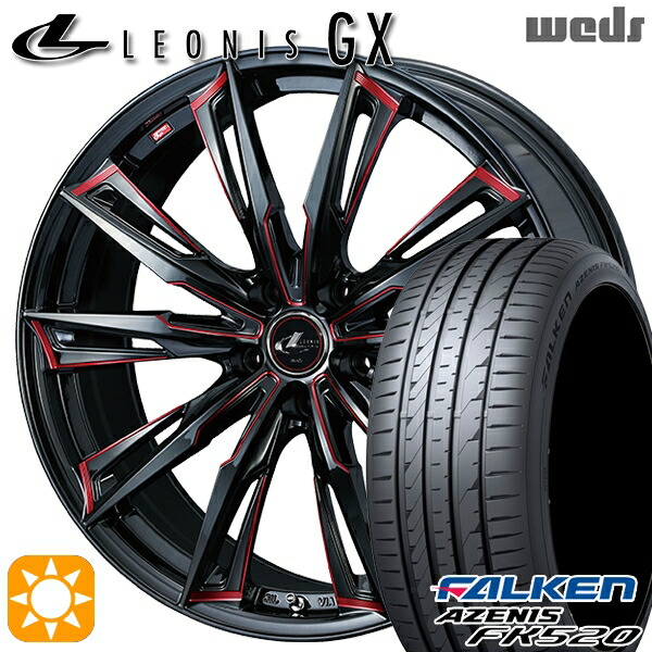 【取付対象】アウトランダー デリカD5 225/55R18 102W XL ファルケン アゼニス FK520 Weds レオニス GX BK/SC[RED] (ブラック/SCマシニング[レッド]) 18インチ 8.0J 5H114.3 サマータイヤホイールセット ｜エムオートギャラリー