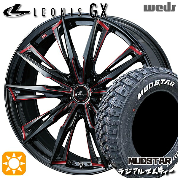 【取付対象】225/65R17 102T マッドスター ラジアルM/T Weds レオニス GX BK/SC[RED] (ブラック/SCマシニング[レッド]) 17インチ 7.0J 5H114.3 サマータイヤホイールセット