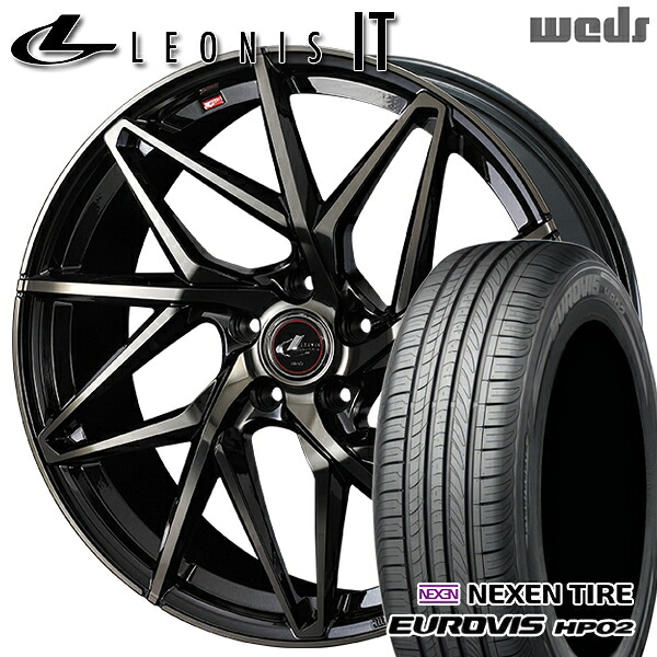 【取付対象】フリード 185/65R15 ネクセン ロードストーン ユーロビズ HP02 Weds レオニス IT PBMC/TI (パールブラック ミラーカット/チタントップ) 15インチ 6.0J 5H114.3 +50 サマータイヤホイールセット