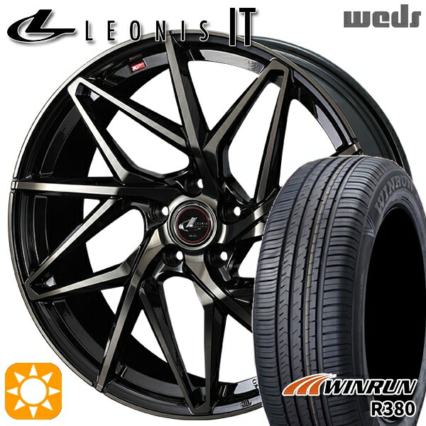 【取付対象】80ノア/ヴォクシー 195/65R15 91V ウィンラン R380 Weds レオニス IT PBMC/TI (パールブラック ミラーカット/チタントップ) 15インチ 6.0J 5H114.3 +50 サマータイヤホイールセット
