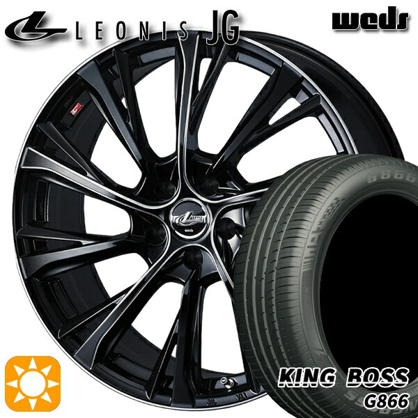 【取付対象】C-HR レガシィB4 225/50R18 99W XL キングボス G866 Weds ウェッズ レオニス JG BK/SC 18インチ 7.0J 5H114.3 サマータイヤホイールセット