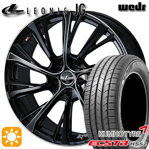 【取付対象】C-HR カローラクロス 215/60R17 100V XL クムホ エクスタ HS52 Weds ウェッズ レオニス JG BK/SC 17インチ 7.0J 5H114.3 サマータイヤホイールセット