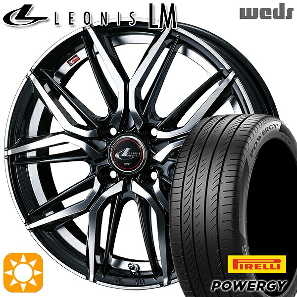 【取付対象】アクア ヤリス 185/60R15 84H ピレリ パワジー Weds レオニス LM PBMC (パールブラック/ミラーカット) 15インチ 5.5J 4H100 +43サマータイヤホイールセット |エムオートギャラリー