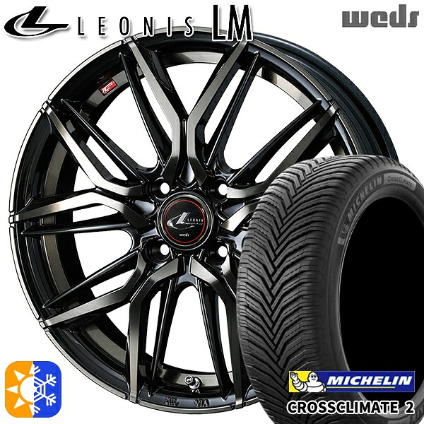 スイフト 215/40R17 87W XL ミシュラン クロスクライメート2 Weds レオニス LM PBMC/TI (パールブラック ミラーカット/チタントップ) 17インチ 6.5J 4H100 オールシーズンタイヤホイールセット |エムオートギャラリー