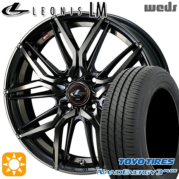 【取付対象】フィット 185/60R15 84H トーヨー ナノエナジー3プラス Weds レオニス LM PBMC/TI (パールブラック ミラーカット/チタントップ) 15インチ 5.5J 4H100 +50 サマータイヤホイールセット