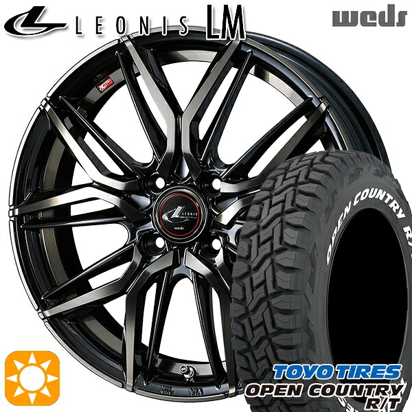 【取付対象】タフト 165/65R15 81Q トーヨー オープンカントリー R/T ホワイトレター Weds レオニス LM PBMC/TI (パールブラック ミラーカット/チタントップ) 15インチ 4.5J 4H100 サマータイヤホイールセット ｜エムオートギャラリー