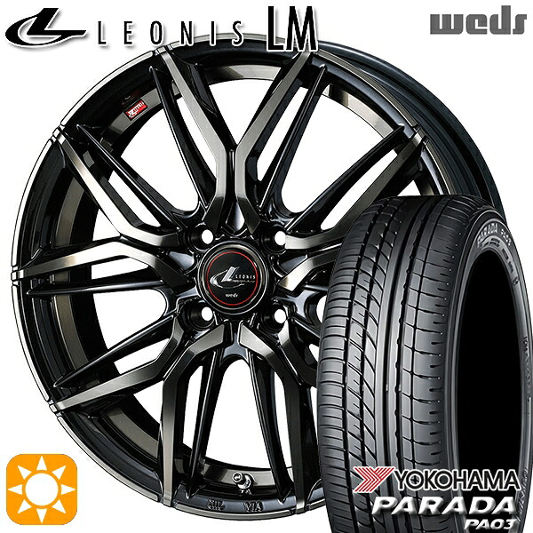 【取付対象】軽トラ 165/55R14C 95/93N ヨコハマ パラダ PA03 Weds レオニス LM PBMC/TI (パールブラック ミラーカット/チタントップ) 14インチ 4.5J 4H100 サマータイヤホイールセット ｜エムオートギャラリー